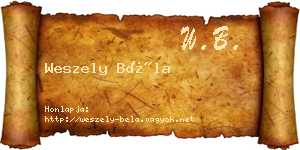 Weszely Béla névjegykártya